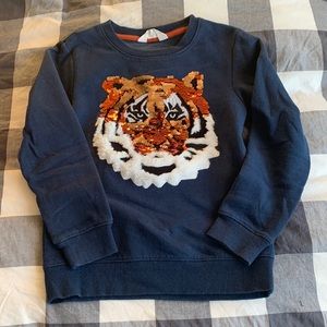 H&M Girls Sequin Tiger Sweatshirt. US Size 6-8.
